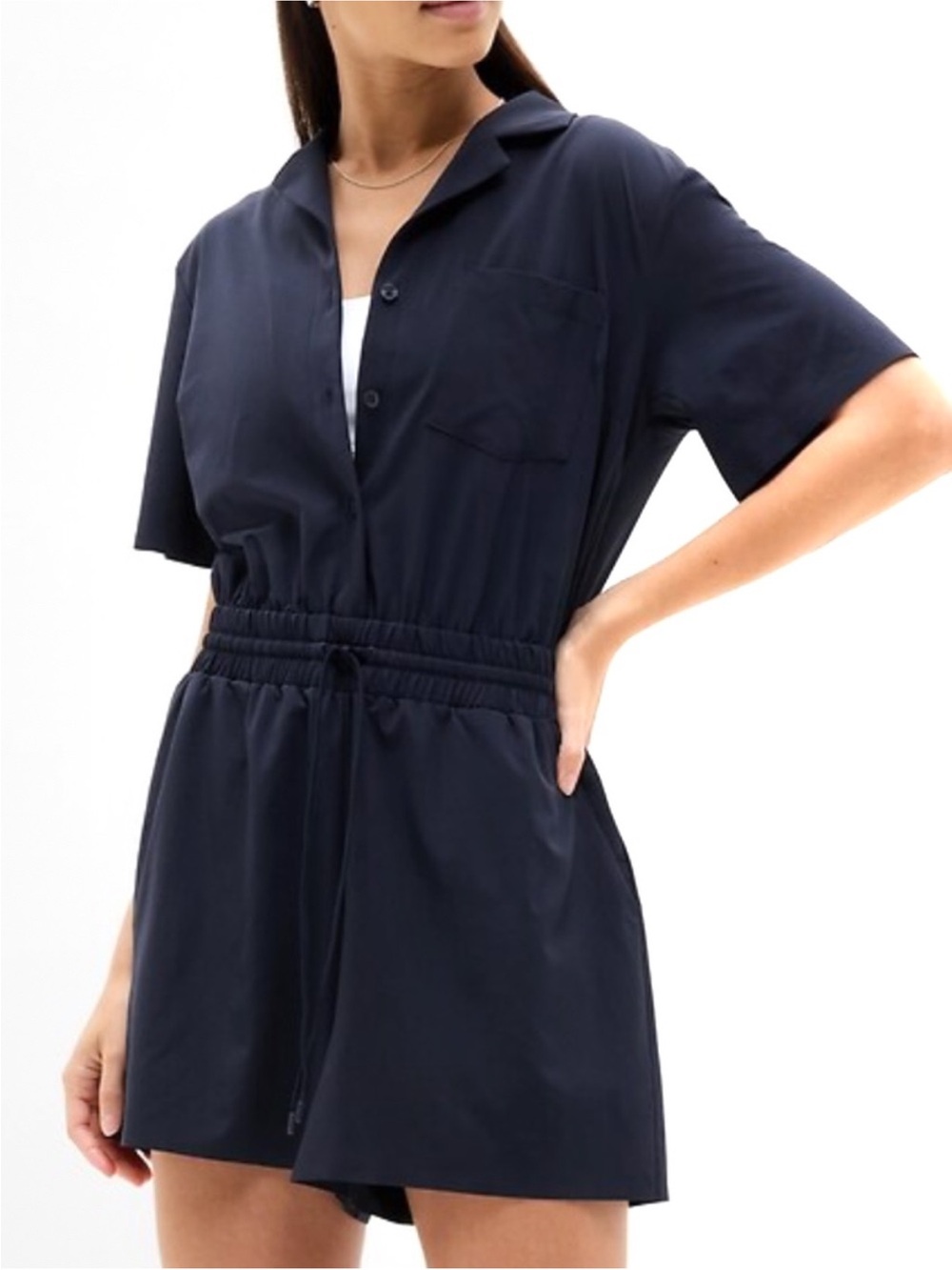 Athleta Avenue Romper Navy Blue Lightweight Small